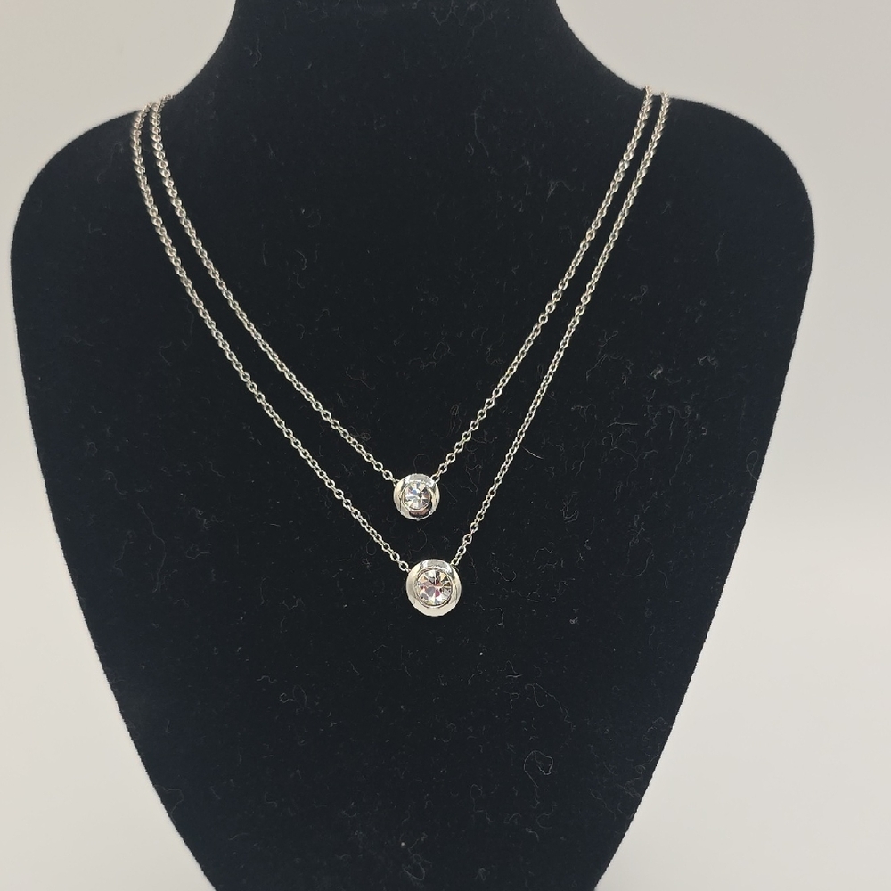 Elegant Silver Double Layer Necklace